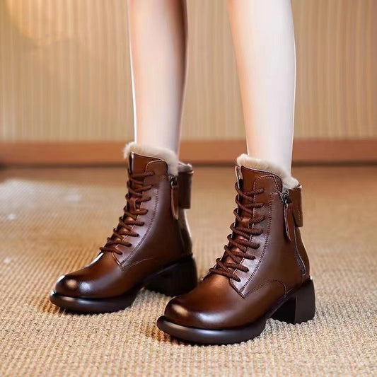 Thick Bottom Solid Color Ankle Boots Women