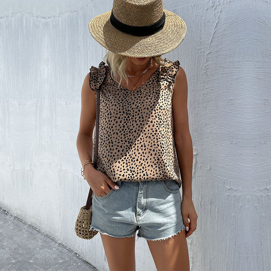 European And American Women's Clothing Summer New Sleeveless Leopard Print Vest Top For Women