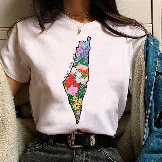 Palestine T-shirts Women Comic Japanese Tshirt Female Funny
